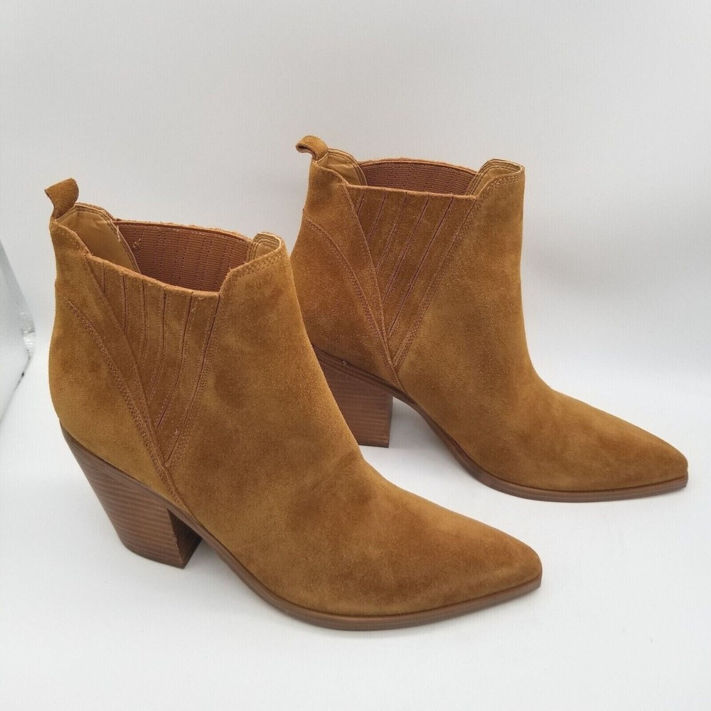 Marc Fisher Womens Brown Suede  Pointed Toe Block Heel Gadri Booties - Picture 2 of 6